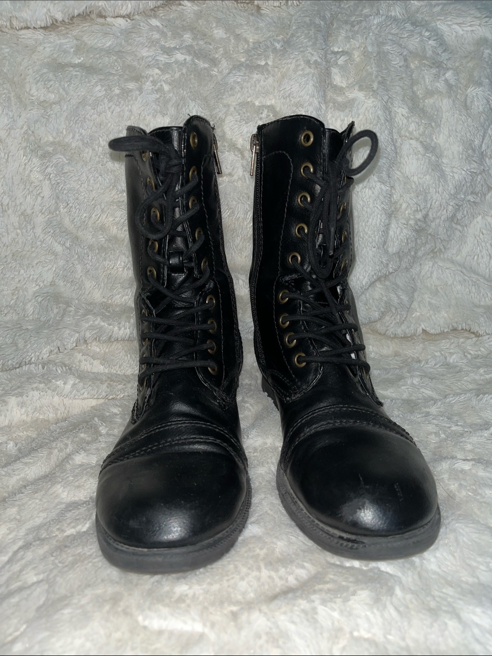 Faded Glory Black Lace-Up Combat Boots